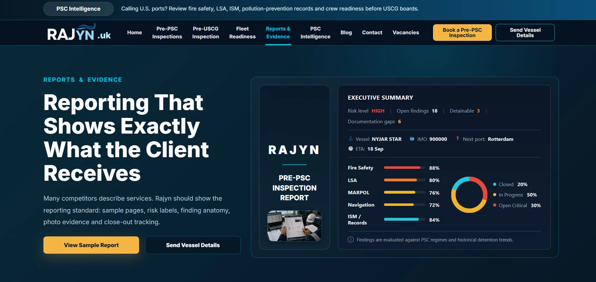 طراحی سایت تخصصی خدمات دریایی Rajyn